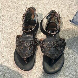 Black Braided Leather Sandals